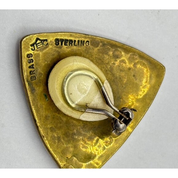 Jeep Collins Retired Hammered 925 Brass Clip-On Earrings Triangle Shape - Picture 4 of 10